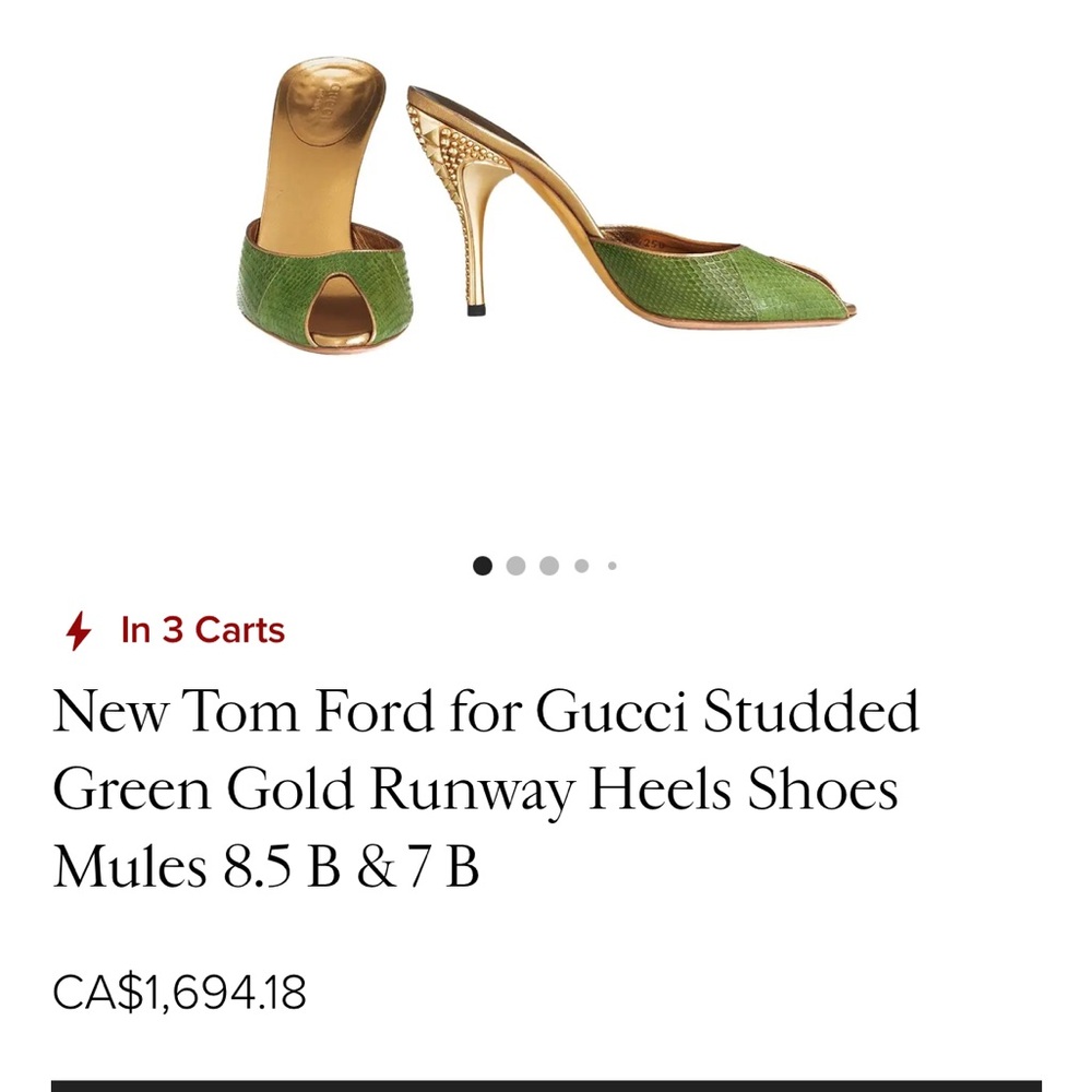 π Rare find! π GUCCI Tom Ford Farewell Collection Studded Eel Skin/Gold Heels - Picture 9 of 9